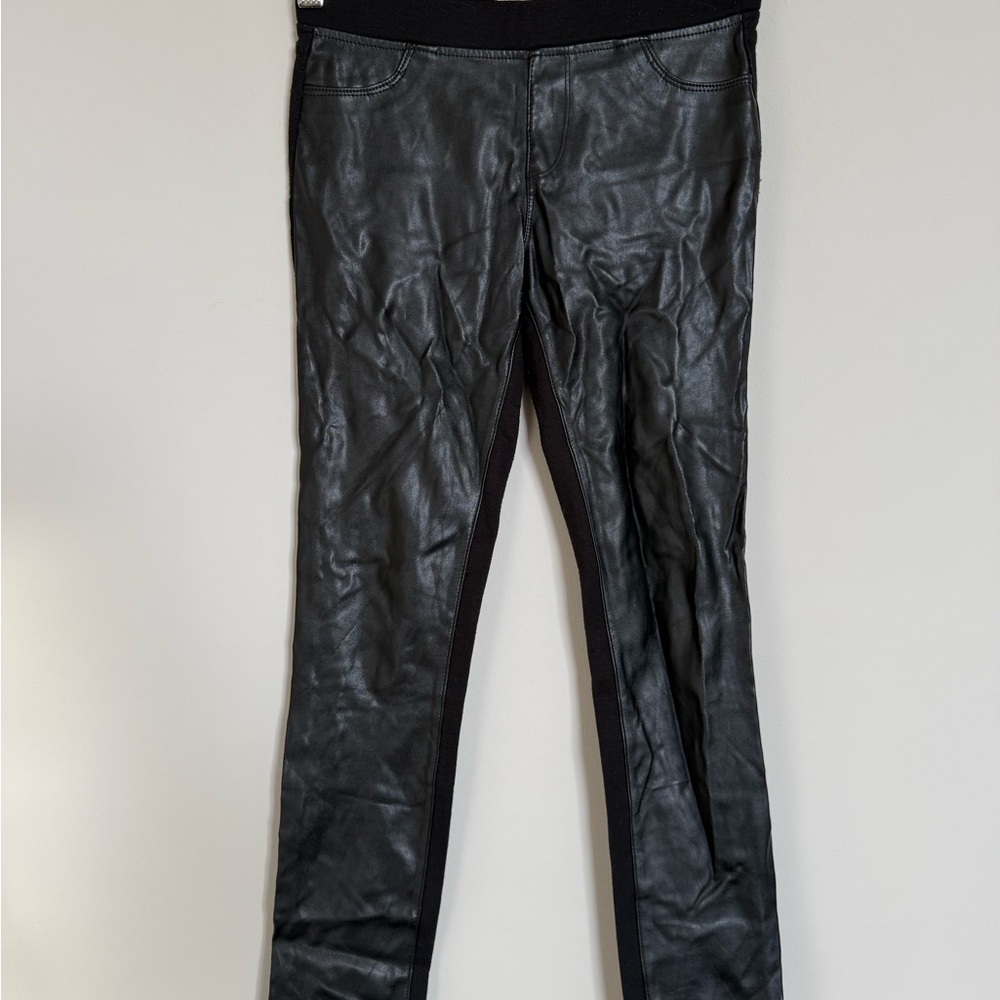 RUUM Faux Leather Front Leggings Girls Size 10 Black